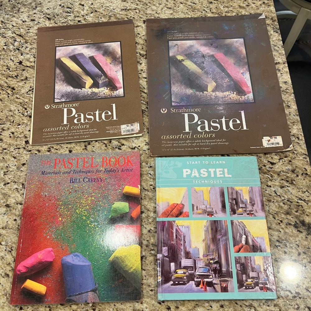 Strathmore Pastel Paper Pads and Instructional Art Book Bundle 4pc Set